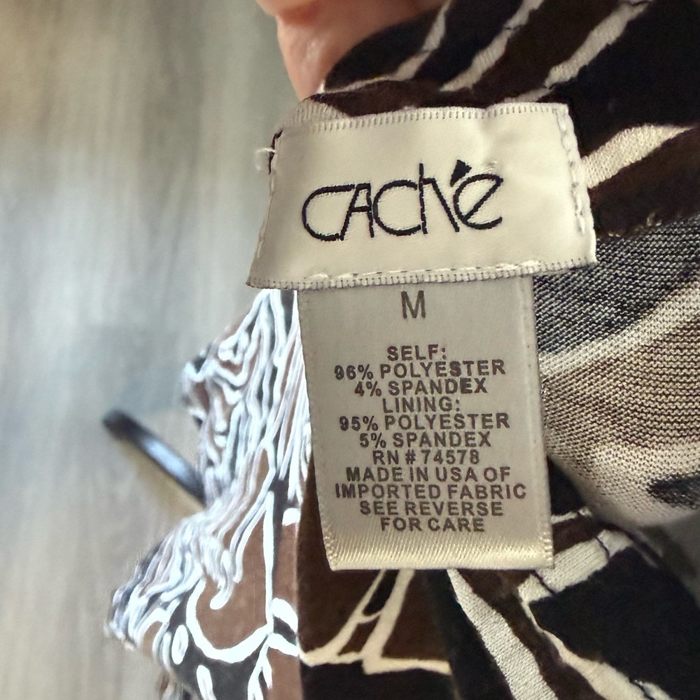 VINTAGE Caché Y2K Strapless Mini Dress Made in USA Tropical Monstera Leaf Print - Picture 3 of 5
